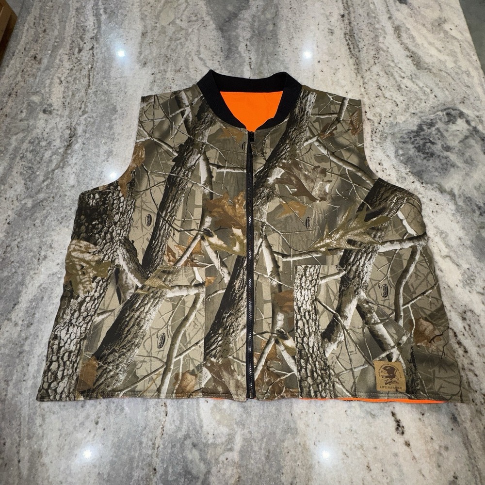 Bob Allen Reversible Hunting Vest Camo Safety Orange Full Zip Quilted Sz 2XL